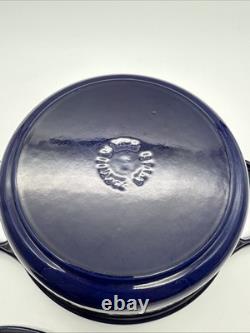 Staub La Cocotte Enameled Coated Cast Iron Dutch Oven #22 Blue 8 1/2 France