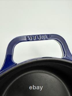 Staub La Cocotte Enameled Coated Cast Iron Dutch Oven #22 Blue 8 1/2 France