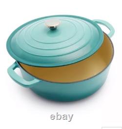 Sur La Table Enameled Cast Iron Round Wide Covered Dutch Oven, 7 qt Light Blue