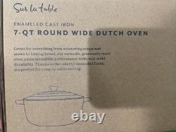 Sur La Table Enameled Cast Iron Round Wide Covered Dutch Oven, 7 qt Light Blue