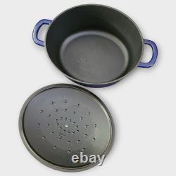 Sur La Table Oval Blue Cast Iron Black Enamel Interior Dutch Oven Pot Wt Lid 8Qt