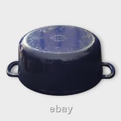 Sur La Table Oval Blue Cast Iron Black Enamel Interior Dutch Oven Pot Wt Lid 8Qt