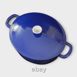 Sur La Table Oval Blue Cast Iron Black Enamel Interior Dutch Oven Pot Wt Lid 8Qt