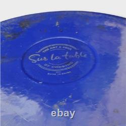 Sur La Table Oval Blue Cast Iron Black Enamel Interior Dutch Oven Pot Wt Lid 8Qt