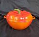 Technique Cast Iron Pumpkin Dutch Oven Orange Porcelain Rubber Stem Lid 3 Qt