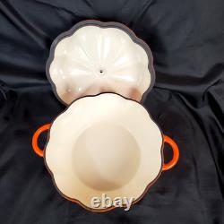 Technique Cast Iron Pumpkin Dutch Oven Orange Porcelain Rubber Stem Lid 3 Qt