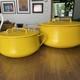 Two Dansk France Kobenstyle Yellow Enamel Dutch Oven Pots Withtirvet Lid 4 & 2 Qt
