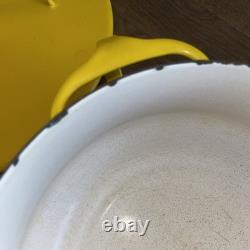 Two DANSK France KOBENSTYLE YELLOW ENAMEL DUTCH OVEN POTS WithTIRVET LID 4 & 2 QT