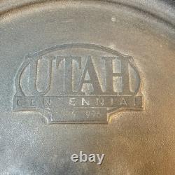 Utah Centennial Heavy 12 Cast Iron 3 Legs/foot Camp Dutch Oven With Tag & LID