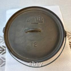 Utah Centennial Heavy 12 Cast Iron 3 Legs/foot Camp Dutch Oven With Tag & LID
