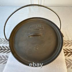 Utah Centennial Heavy 12 Cast Iron 3 Legs/foot Camp Dutch Oven With Tag & LID