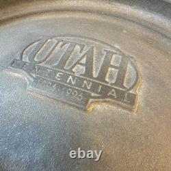 Utah Centennial Heavy 12 Cast Iron 3 Legs/foot Camp Dutch Oven With Tag & LID