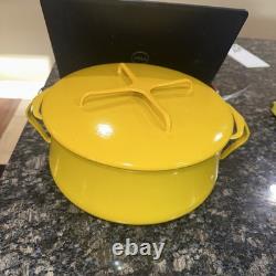 VINTAGE DANSK Kobenstyle IHQ Yellow France Enamel 4 qt Pot Dutch Oven Trivet Lid