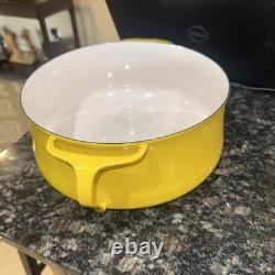 VINTAGE DANSK Kobenstyle IHQ Yellow France Enamel 4 qt Pot Dutch Oven Trivet Lid