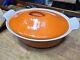 Vintage Le Creuset Oval Dutch Oven Orange With Lid Made In France Heavy Duty