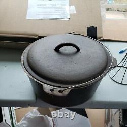 VINTAGE UNMARKED #10 12 CAST IRON DUTCH OVEN POT WITH TAPERED LID 8 QT + basket