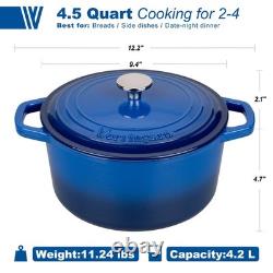 VORRINGARD Enameled Cast Iron Dutch Oven Pot with Lid, for Bread 4.5 QT, Blue