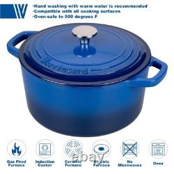 VORRINGARD Enameled Cast Iron Dutch Oven Pot with Lid, for Bread 4.5 QT, Blue