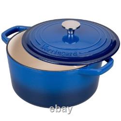 VORRINGARD Enameled Cast Iron Dutch Oven Pot with Lid, for Bread 4.5 QT, Blue