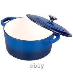 VORRINGARD Enameled Cast Iron Dutch Oven Pot with Lid, for Bread 4.5 QT, Blue