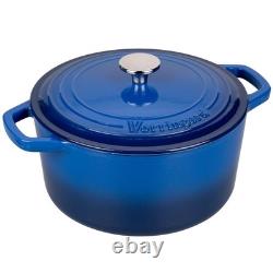 VORRINGARD Enameled Cast Iron Dutch Oven Pot with Lid, for Bread 4.5 QT, Blue