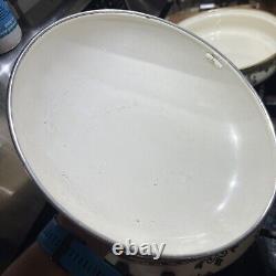 VTG ASTA Enamel Cookware Old Amsterdam Brass Set Floral 7 pieces