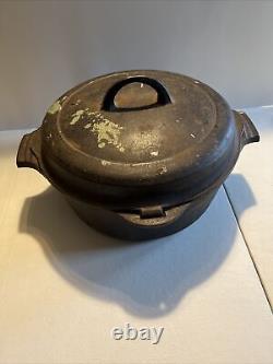 VTG Antique Griswold No 8 Small Block Logo 2568 Dutch Oven Hinge Lid