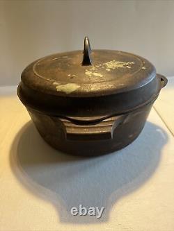 VTG Antique Griswold No 8 Small Block Logo 2568 Dutch Oven Hinge Lid