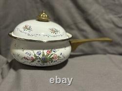 VTG Floral Enameled Metal And Brass Kitchen Collection