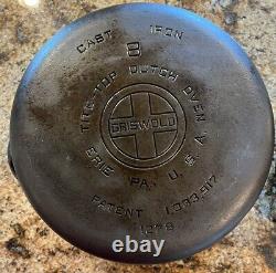 VTG Griswold #8 Cast Iron Large Block Dutch Oven 1278 Lid 1288 NO Wobble