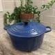 Vtg Le Creuset #22 Blue Enamel Cast Iron Dutch Oven 3.5 Qts R110