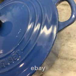 VTG LE CREUSET #22 Blue Enamel Cast Iron Dutch Oven 3.5 qts R110