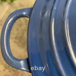 VTG LE CREUSET #22 Blue Enamel Cast Iron Dutch Oven 3.5 qts R110