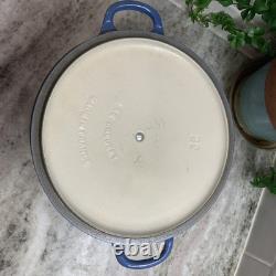 VTG LE CREUSET #22 Blue Enamel Cast Iron Dutch Oven 3.5 qts R110