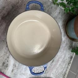 VTG LE CREUSET #22 Blue Enamel Cast Iron Dutch Oven 3.5 qts R110