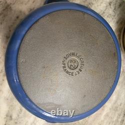 VTG LE CREUSET #22 Blue Enamel Cast Iron Dutch Oven 3.5 qts R110