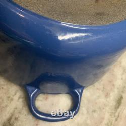 VTG LE CREUSET #22 Blue Enamel Cast Iron Dutch Oven 3.5 qts R110