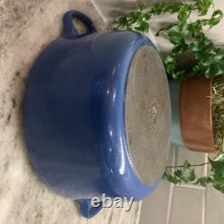 VTG LE CREUSET #22 Blue Enamel Cast Iron Dutch Oven 3.5 qts R110
