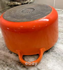 VTG Le Creuset 18 B Flame Orange 2qt Dutch Oven Cast Iron Enamel Pot withlid EUC