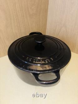 VTG Le Creuset #22 Black Enameled Cast Iron Dutch Oven with Lid 3.5 Quarts France