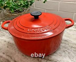 VTG Le Creuset #22 Cerise Enameled Cast Iron Lidded Dutch Oven 3.5 Qt VGC