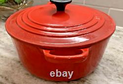 VTG Le Creuset #22 Cerise Enameled Cast Iron Lidded Dutch Oven 3.5 Qt VGC