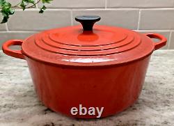 VTG Le Creuset #22 Cerise Enameled Cast Iron Lidded Dutch Oven 3.5 Qt VGC