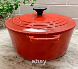 VTG Le Creuset #22 Cerise Enameled Cast Iron Lidded Dutch Oven 3.5 Qt VGC