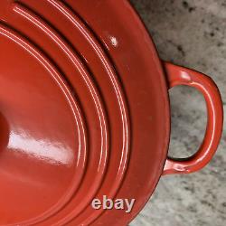 VTG Le Creuset #22 Cerise Enameled Cast Iron Lidded Dutch Oven 3.5 Qt VGC