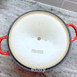 VTG Le Creuset #22 Cerise Enameled Cast Iron Lidded Dutch Oven 3.5 Qt VGC