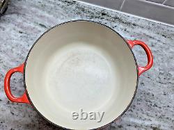 VTG Le Creuset #22 Cerise Enameled Cast Iron Lidded Dutch Oven 3.5 Qt VGC