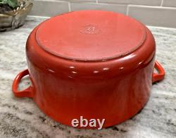 VTG Le Creuset #22 Cerise Enameled Cast Iron Lidded Dutch Oven 3.5 Qt VGC