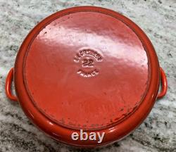 VTG Le Creuset #22 Cerise Enameled Cast Iron Lidded Dutch Oven 3.5 Qt VGC