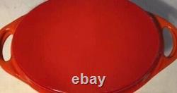 VTG Le Creuset Cast Iron 33 Oval Dutch Oven Grill Pan Lid RED 8 Quart
